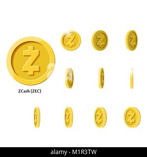 Ruotare oro zcash telai di monete Illustrazione Vettoriale