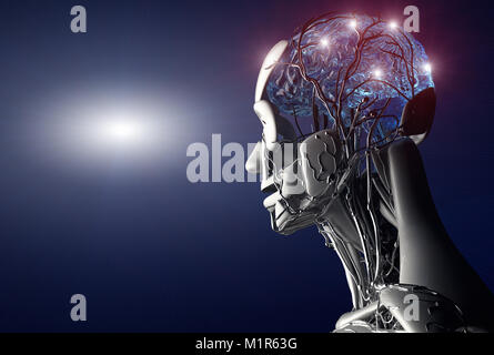 3D render che rappresenta il concetto di intelligenza artificiale Foto Stock