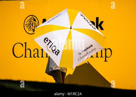 Kuala Lumpur, Malesia. Il 1° febbraio 2018. Primo giorno di azione al campionato Maybank 2018 Torneo di golf di Kuala Lumpur in Malesia. Credito: Danny Chan/Alamy Live News Foto Stock