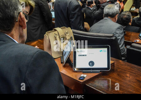 Porto Alegre, Brasile. 01 feb 2018. anno termine come vice Marlon Santos come presidente del gruppo. Credito: Omar de Oliveira/FotoArena/Alamy Live News Foto Stock