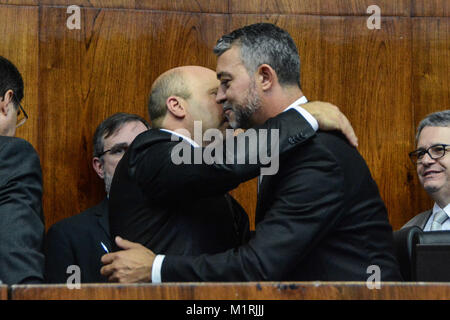 Porto Alegre, Brasile. 01 feb 2018. anno termine come vice Marlon Santos come presidente del gruppo. Credito: Omar de Oliveira/FotoArena/Alamy Live News Foto Stock