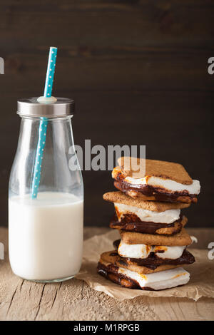 In casa marshmallow s'more con cioccolato sul cracker Foto Stock