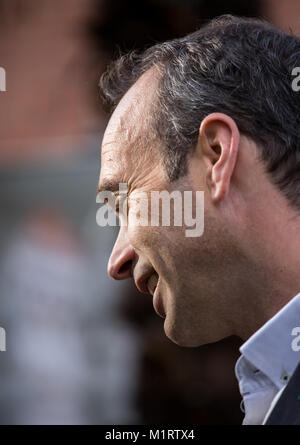 Close-up del profilo di un uomo caucasico Foto Stock