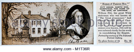 Case di uomini celebri - Conte di Chatham 1708 - 1778 Foto Stock