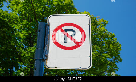 Nessun segno di parcheggio a Montreal in Canada Foto Stock
