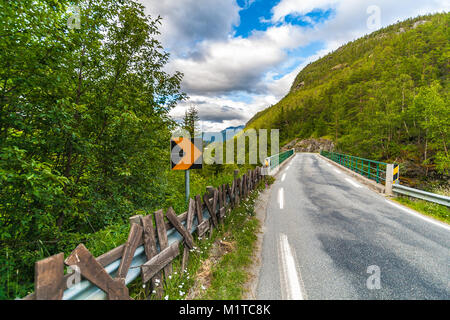 La strada n. 55, country road in estate, Jotunheimen, Norvegia. Foto Stock