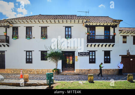 BOYACA, Colombia - 23 gennaio 2014: Posada de Los Angeles, un pittoresco lodging house, in Villa de Leyva (Colombia). Foto Stock