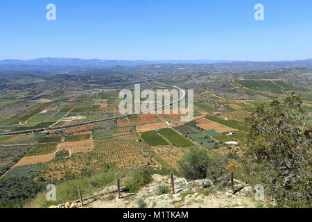 Vista della vallata dall'Eremo di Saint Lucia e Saint Benet, Alcossebre, Spagna Foto Stock