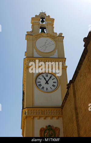 Oratorio Confraternale Di San Maria Della Purita Chiesa, orologio del campanile, 1660-1665, Gallipoli, Puglia, Italia Meridionale Foto Stock