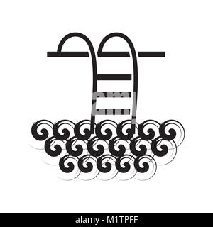 Nero illustrazione vettoriale di swimming pool icona isolato Illustrazione Vettoriale