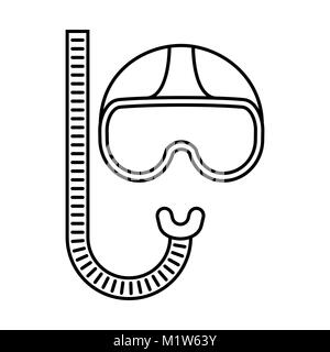 Icona linea maschera per scuba diving, isolato su bianco Illustrazione Vettoriale