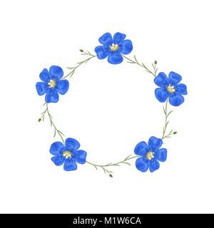 Fiori di vettore set. Bella corona. Elegante collezione floreale con isolati di fiori blu Illustrazione Vettoriale