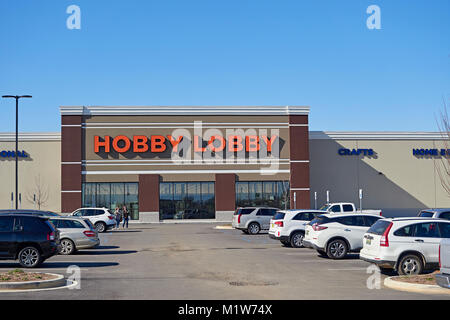 Anteriore ingresso esterno per l'Hobby Lobby e il Negozio di Arti ed Artigianato a Montgomery in Alabama, Stati Uniti d'America. Foto Stock