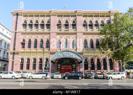 Yangon ufficio generale delle poste, design coloniale. Feb-2018
