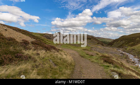 Yorkshire Dales paesaggio con le rovine della rinuncia puzzava Mill, tra Feetham e Langthwaite, North Yorkshire, Regno Unito Foto Stock