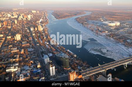 Rostov-on-Don, in Russia. Il 1° febbraio 2018. Il presidente russo Vladimir Putin ha un'antenna tour dello stadio strutture costruite per il 2018 FIFA World Cup Febbraio 1, 2018 a Rostov-on-Don, in Russia. La regione ospiterà cinque partite durante il torneo. Credito: Planetpix/Alamy Live News Foto Stock