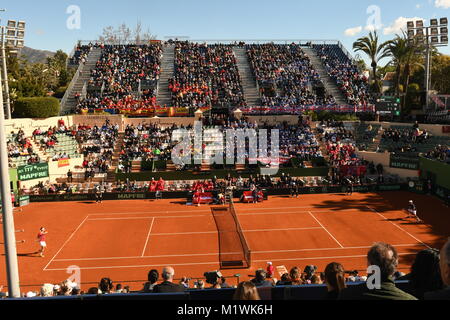 Marbella, Spagna - 2 febbraio 2018. Tennis Coppa Davis Primo Round Spagna vs Gran Bretagna - Club de tenis Puente Romano, Marbella, Spagna - 2 febbraio 2018 Spagna Credito: Gtres Información más Comuniación on line, S.L./Alamy Live News Foto Stock