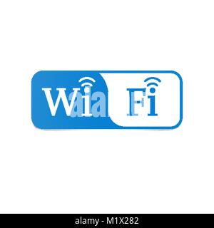 Connessione wireless di segno. Blu internet wireless disponibile cartello Illustrazione Vettoriale