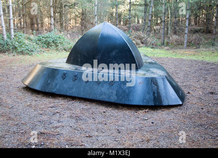 Rendlesham UFO trail, Rendlesham forest, Suffolk, Inghilterra, Regno Unito Foto Stock
