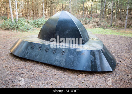 Rendlesham UFO trail, Rendlesham forest, Suffolk, Inghilterra, Regno Unito Foto Stock
