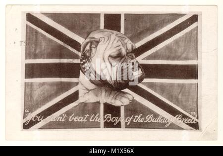 WW1 bulldog patriottica card " non si riesce a battere i ragazzi del bulldog razza, datata 3 ottobre 1914, U.K. Foto Stock
