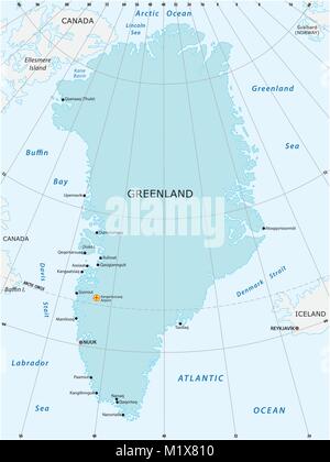 Mappa del vettore di stato autonomo della Groenlandia Illustrazione Vettoriale