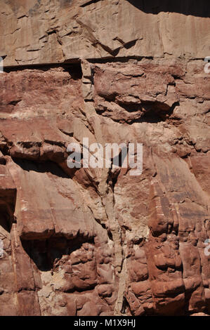 Arenaria dicco clastico iniettato dal Permiano Coconino arenaria nella sottostante eremita Shale, Bright Angel Trail, il Parco Nazionale del Grand Canyon Foto Stock