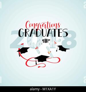 Congratulazioni laureati 2018 modello poster con scritte. Illustrazione Vettoriale Illustrazione Vettoriale
