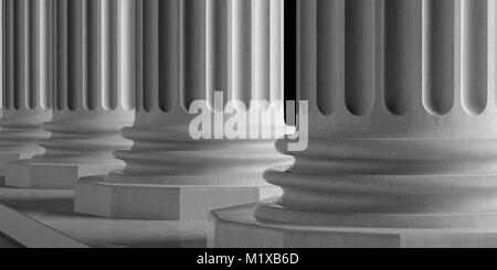 Colonne di marmo la costruzione di dettaglio. Colonne classiche di bianco ornato di marmo, vista ravvicinata. 3d illustrazione Foto Stock