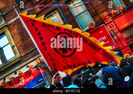 Chinatown Londra cinese di nuovo anno sfilano lanterna rossa Foto Stock