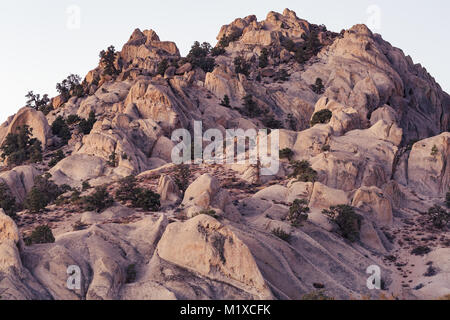 Pre alba luce in autunno colpisce le montagne della Eastern Sierra Nevada vicino al Vescovo, California Foto Stock