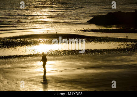 Tramonto, Titahi Bay, Porirua, Nuova Zelanda Foto Stock