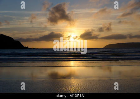 Tramonto, Titahi Bay, Porirua, Nuova Zelanda Foto Stock