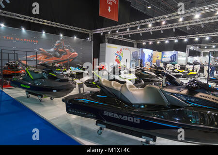 Istanbul, Turchia; Febbraio 15, 2016: vista generale da Istanbul Imbarcazioni e yacht in fiera Foto Stock