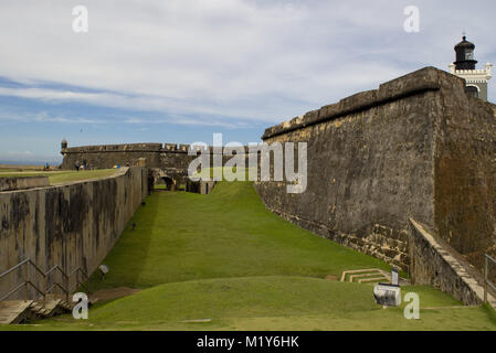 El Morro castello presso la vecchia San Juan, Puerto Rico Foto Stock