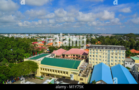 Long Xuyen, Vietnam - il Sep 1, 2017. Vista aerea di Long Xuyen, Vietnam. Long Xuyen è la capitale di una provincia Giang, nella regione del Delta del Mekong Foto Stock