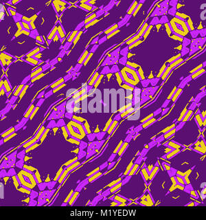 Stile digitale moderna geometrica astratta design pattern in vivaci tonalità di viola e toni di colore giallo. Foto Stock