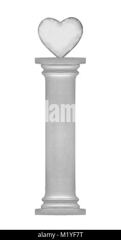 Il concetto di amore a forma di cuore sulla parte superiore della colonna classica Foto Stock