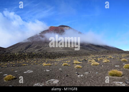 Tongariro Crossing, Nuova Zelanda, Ngauruhoe vulcano Foto Stock