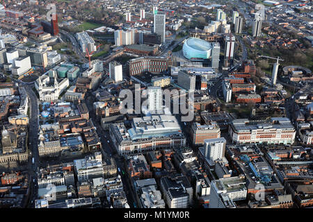 Vista aerea del centro cittadino di Leeds 2018, REGNO UNITO Foto Stock