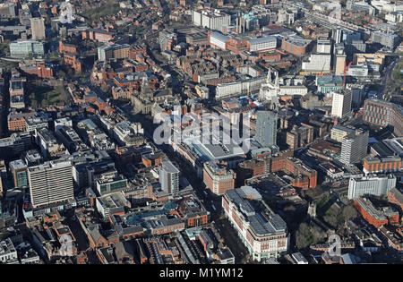 Vista aerea del centro cittadino di Leeds 2018, REGNO UNITO Foto Stock