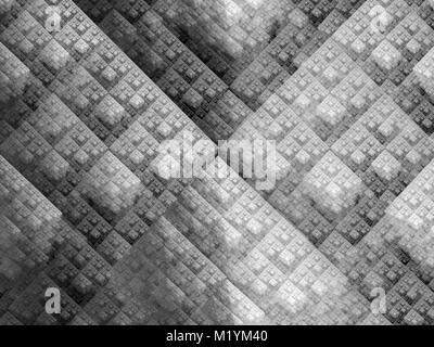 Modificato sierpinski tecnologia triangoli frattali generati al computer riassunto in bianco e nero la texture, rendering 3D Foto Stock