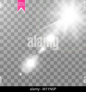 Vettore di luce solare trasparente speciale lente flare effetto di luce. Sun flash Illustrazione Vettoriale