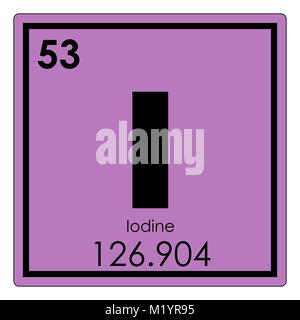 Iodio elemento chimico tavola periodica simbolo della scienza Foto Stock