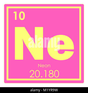 Neon elemento chimico tavola periodica simbolo della scienza Foto Stock