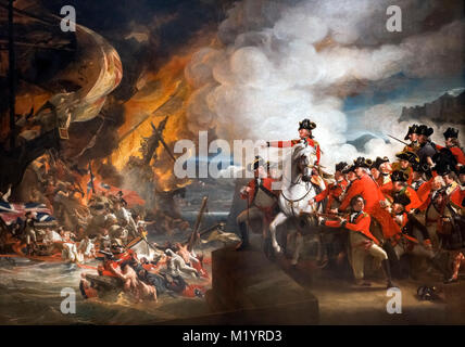 "Sconfitta della floating batterie a Gibilterra, 1782" da John Singleton Copley (1738-1815), olio su tela, 1783-91. Il dipinto raffigura il naufragio della spagnola e francese pistola flottante delle batterie durante il Grand assalto nel settembre 1782 verso la fine dell'Assedio di Gibilterra. Foto Stock