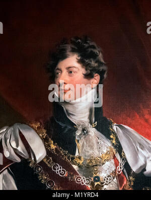 Giorgio IV. Ritratto di Re Giorgio IV, attribuita allo studio di Sir Thomas Lawrence. Dettaglio di un dipinto di grandi dimensioni, M1YRD5. Foto Stock