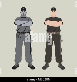 Giovane uomo guard illustrazione vettoriale in stile appartamento vista anteriore Illustrazione Vettoriale