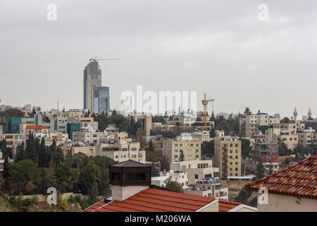 Il nuovo centro di Amman abdali area - Giordania Amman City - Vista degli edifici moderni in Amman di notte Foto Stock