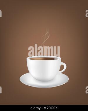 Tazza da caffè con fumo su sfondo scuro, vettore Illustrazione Vettoriale